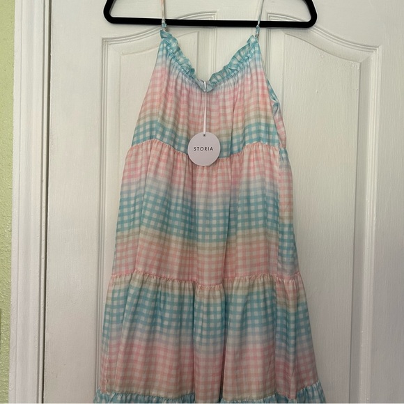 Storia Gingham multi color tiered lined dress nwt - Picture 2 of 16